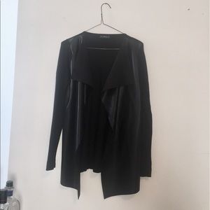 Zara black faux leather cardigan